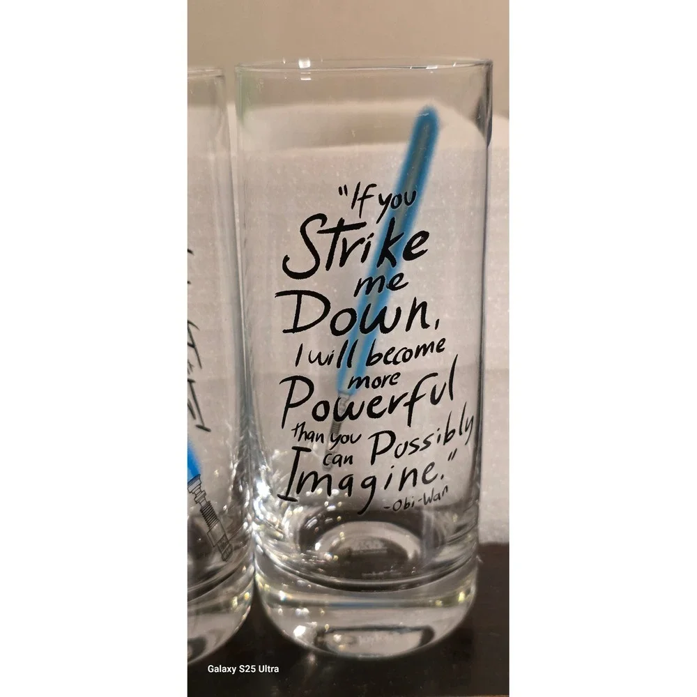 Highball‎ Glasses JoyJolt Clear Star Wars Obi-Wan Quote 2pc